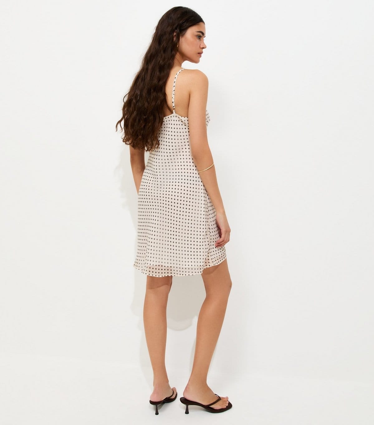 New Look Women's Cream Chiffon Polka Dot Strappy Mini Dress New Look - 4