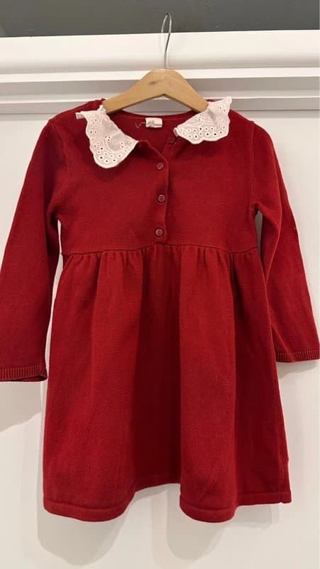 H&M Bag girls red 100% cotton dress 2-3 years old