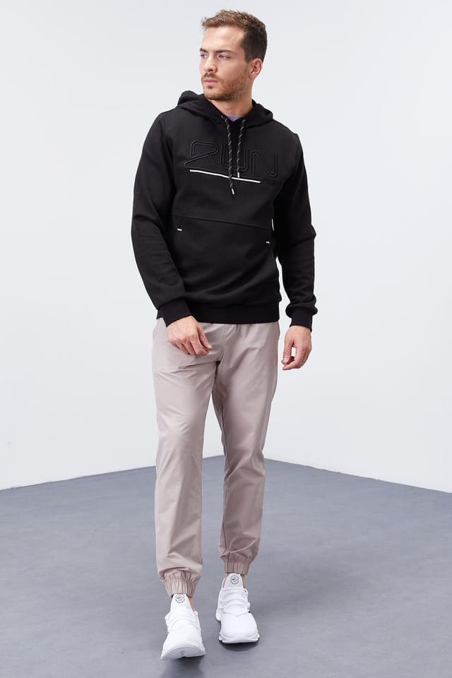 Tommy Life Tommy Life Men's Logo Printed Hooded Sweatshirt in Black - 2
