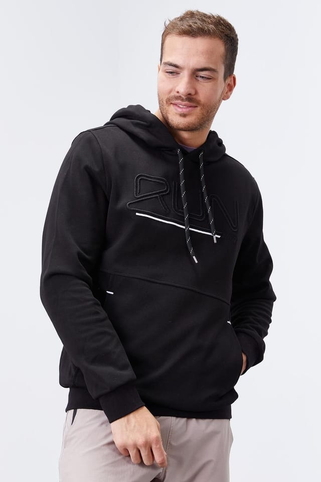 Tommy Life Tommy Life Men's Logo Printed Hooded Sweatshirt in Black - 3