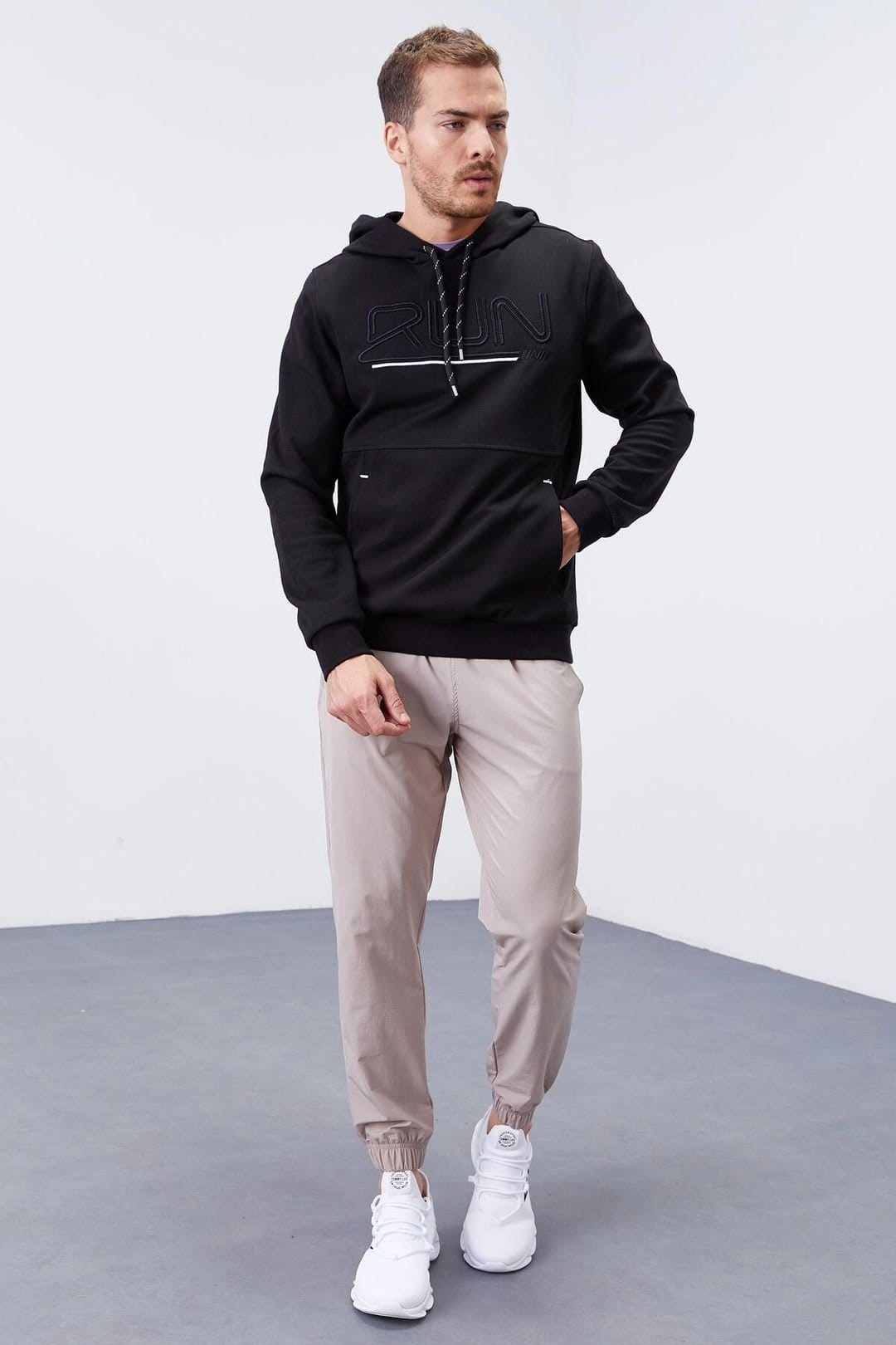 Tommy Life Tommy Life Men's Logo Printed Hooded Sweatshirt in Black - 4
