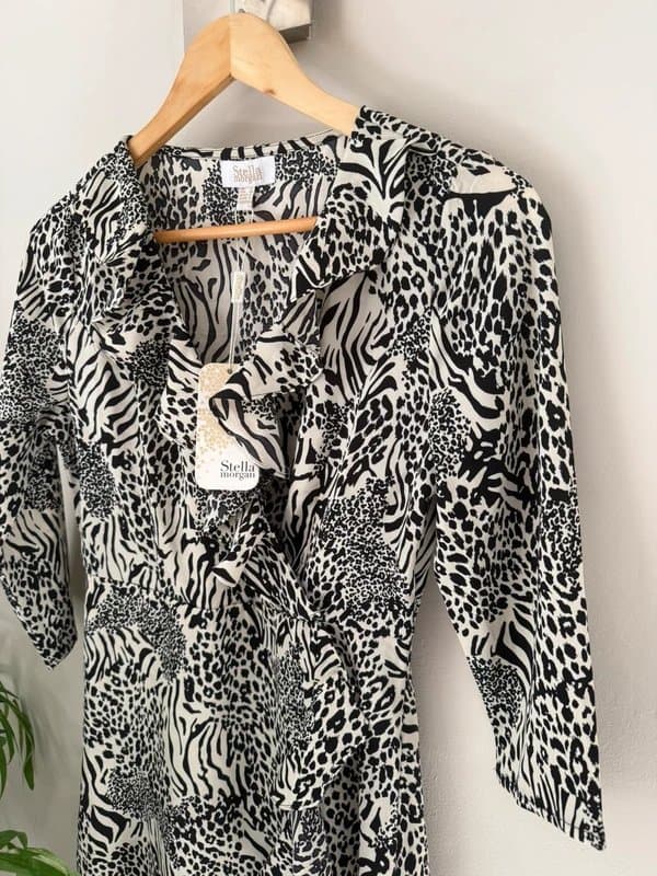 Stella Morgan Stella Morgan Black & Cream Animal Print Dress Size 8 New with Tags