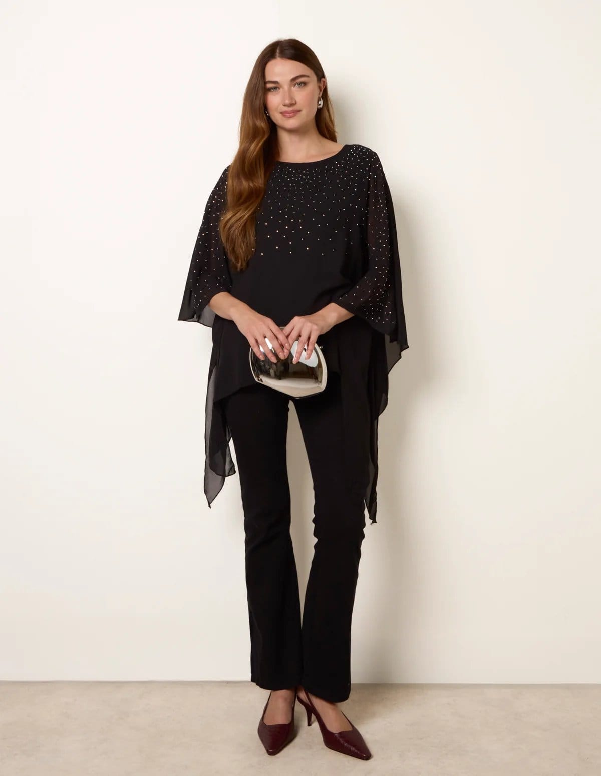 Blue Vanilla Black Rhinestone Tunic Top