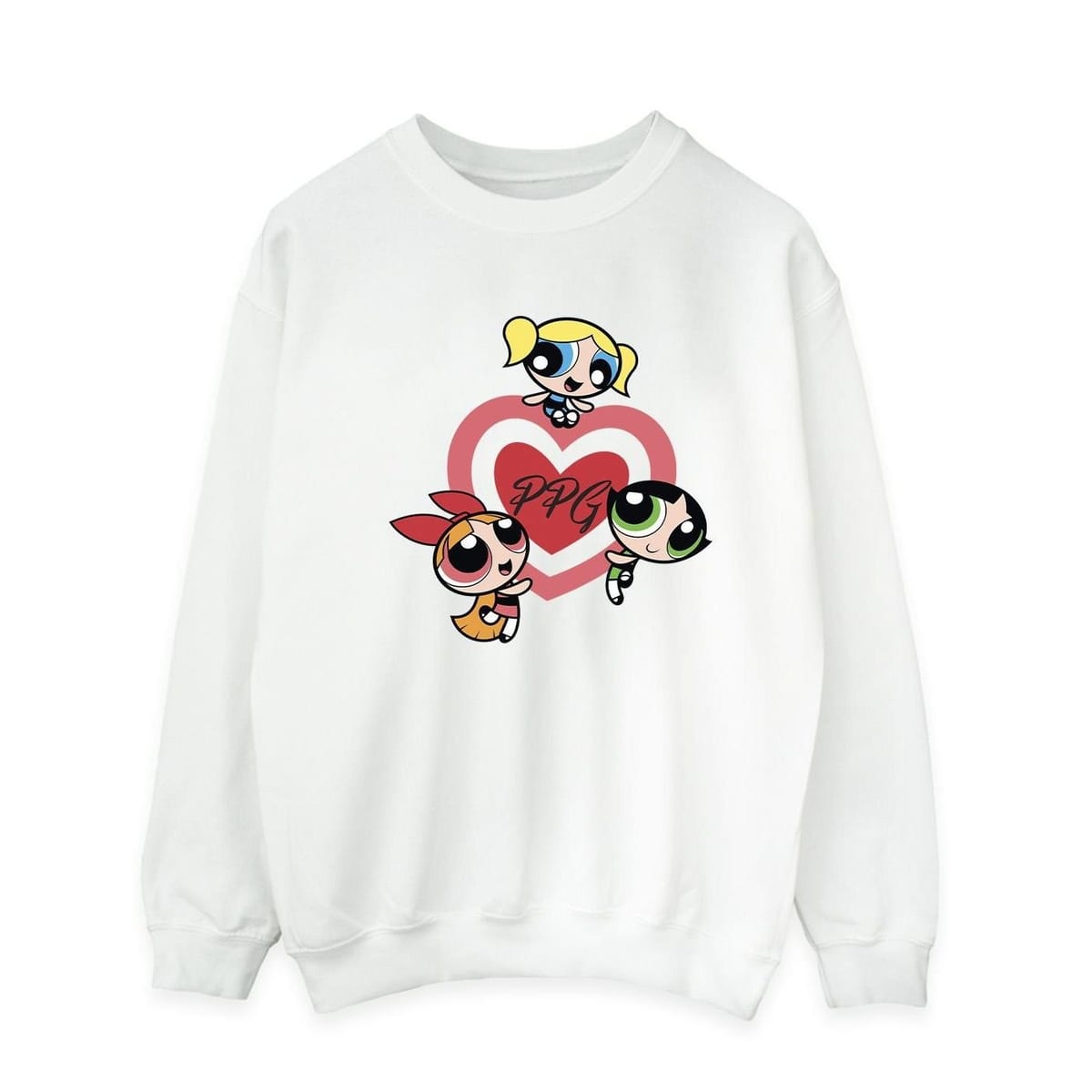 Powerpuff Girls Powerpuff Girls Men's Double Heart Sweatshirt in White - 1