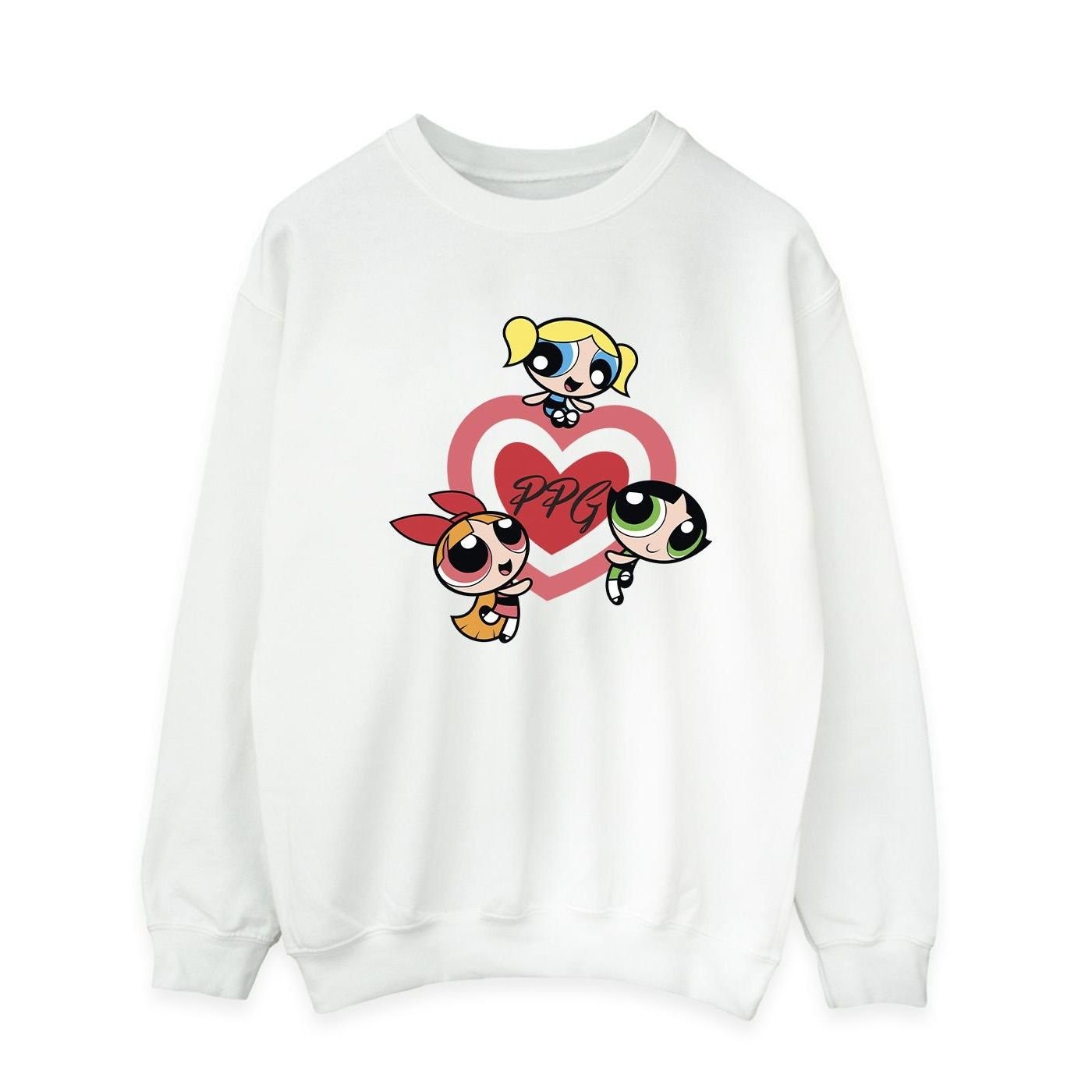 Powerpuff Girls Powerpuff Girls Men's Double Heart Sweatshirt in White - 3