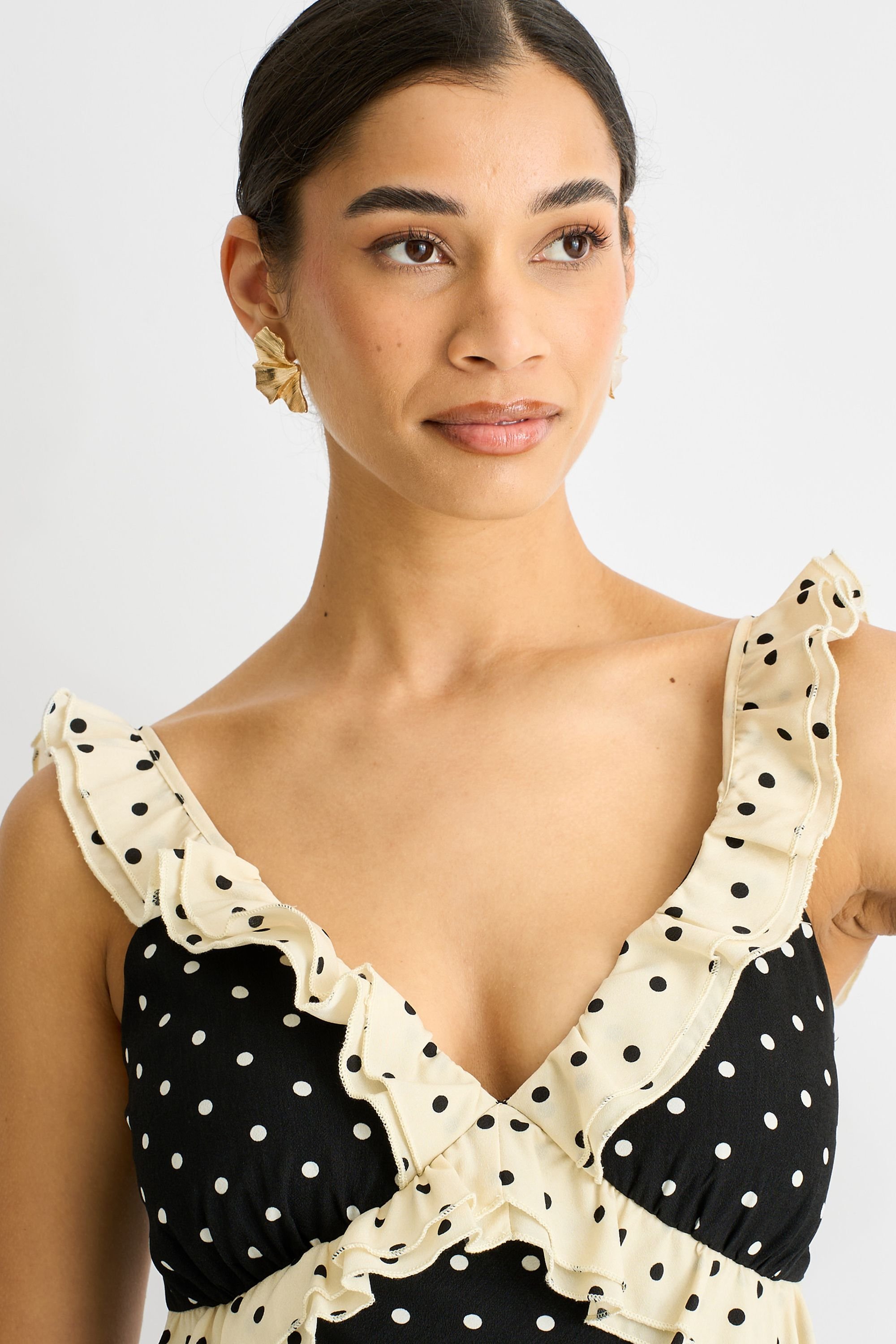 Gini London Gini London Women's Black Polka Ruched Waist Smock Dress - 2