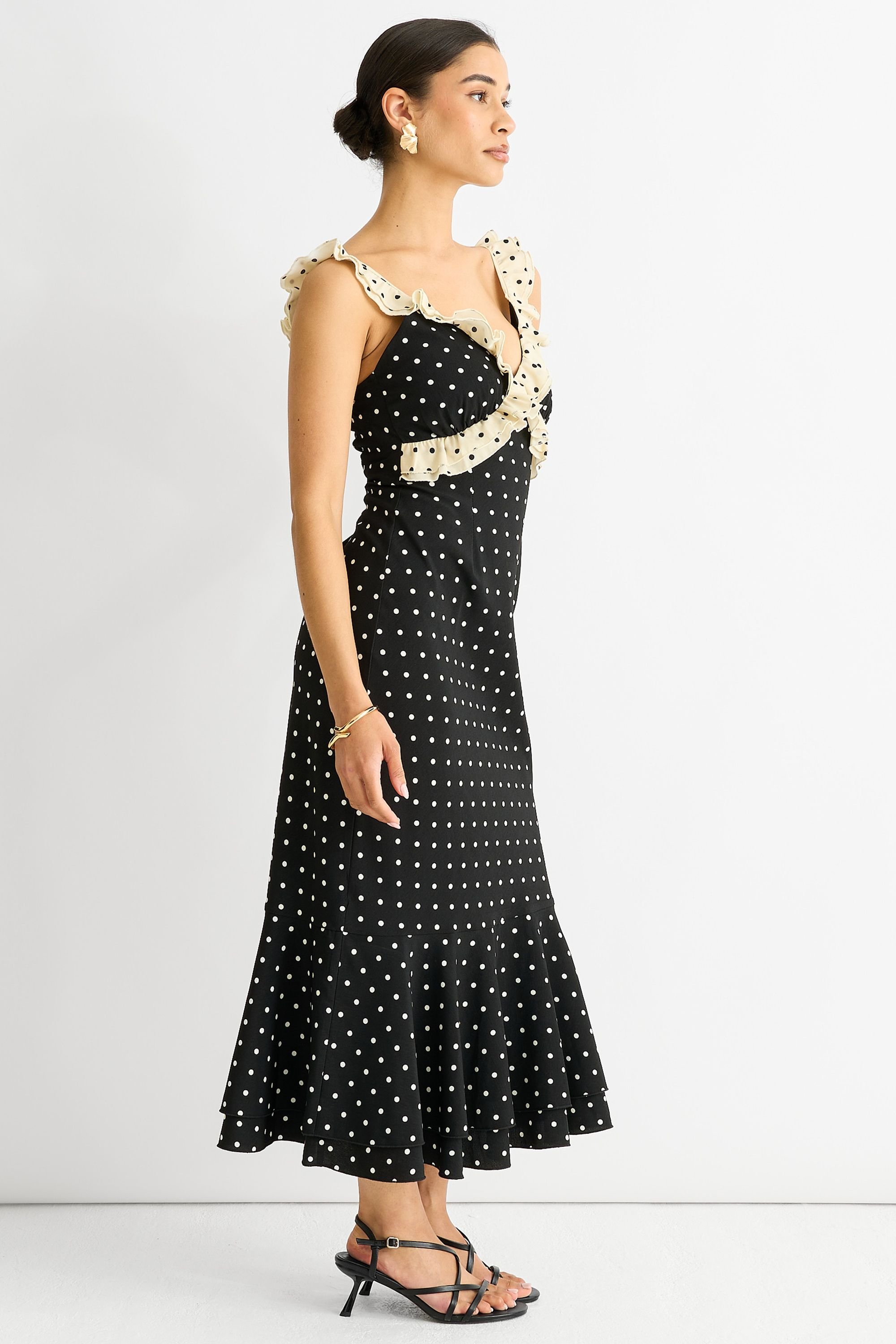 Gini London Gini London Women's Black Polka Ruched Waist Smock Dress - 3