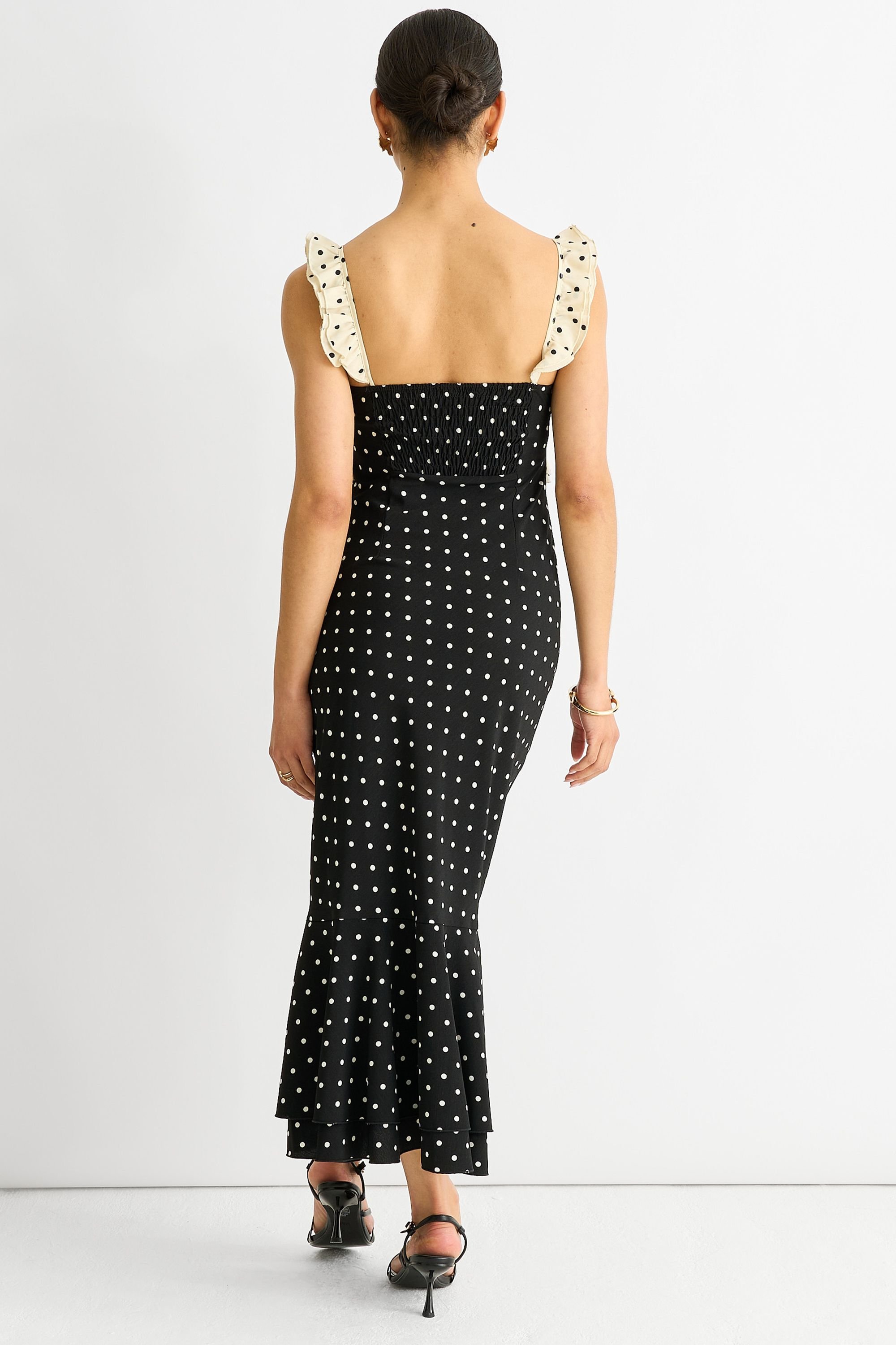 Gini London Gini London Women's Black Polka Ruched Waist Smock Dress - 4