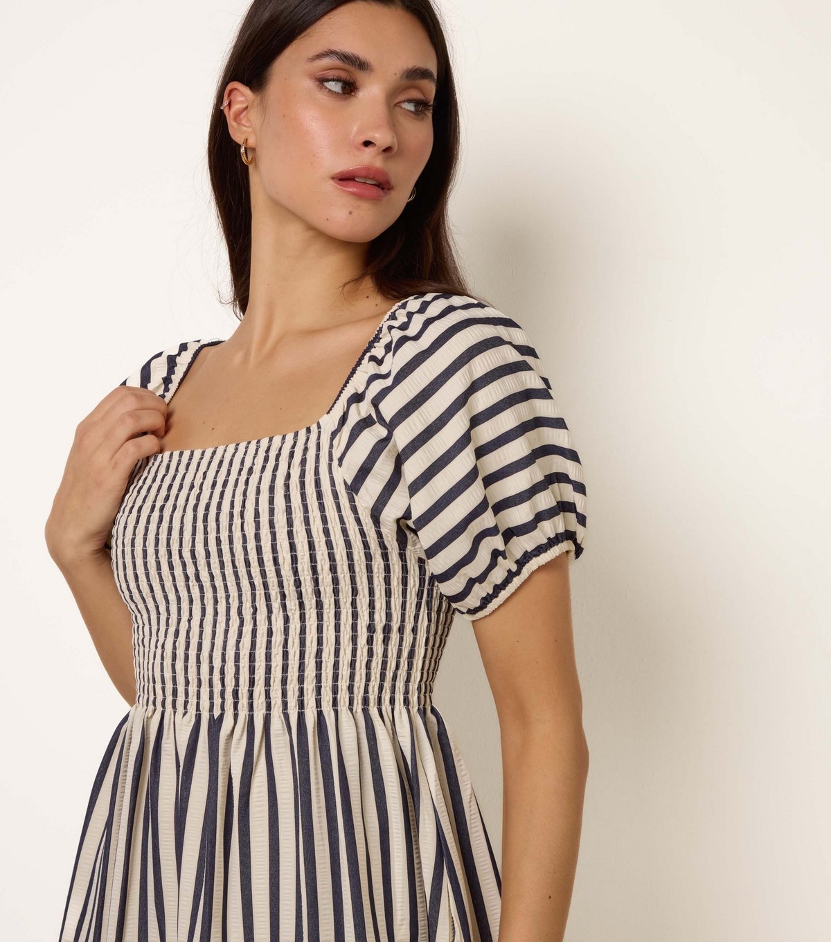 Blue Vanilla Women's Blue Square Neck Puff Sleeve Midi Dress Blue Vanilla New Look - 2