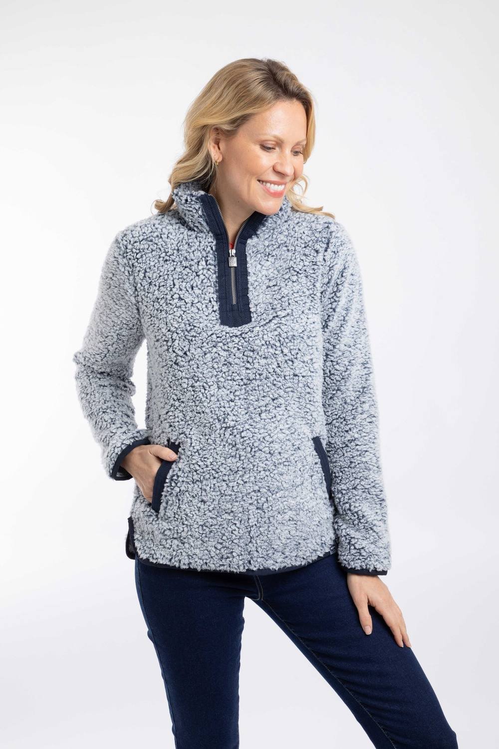 Weird Fish Weird Fish Women's Madi Cosy 1/4 Zip Fleece in Navy - 2