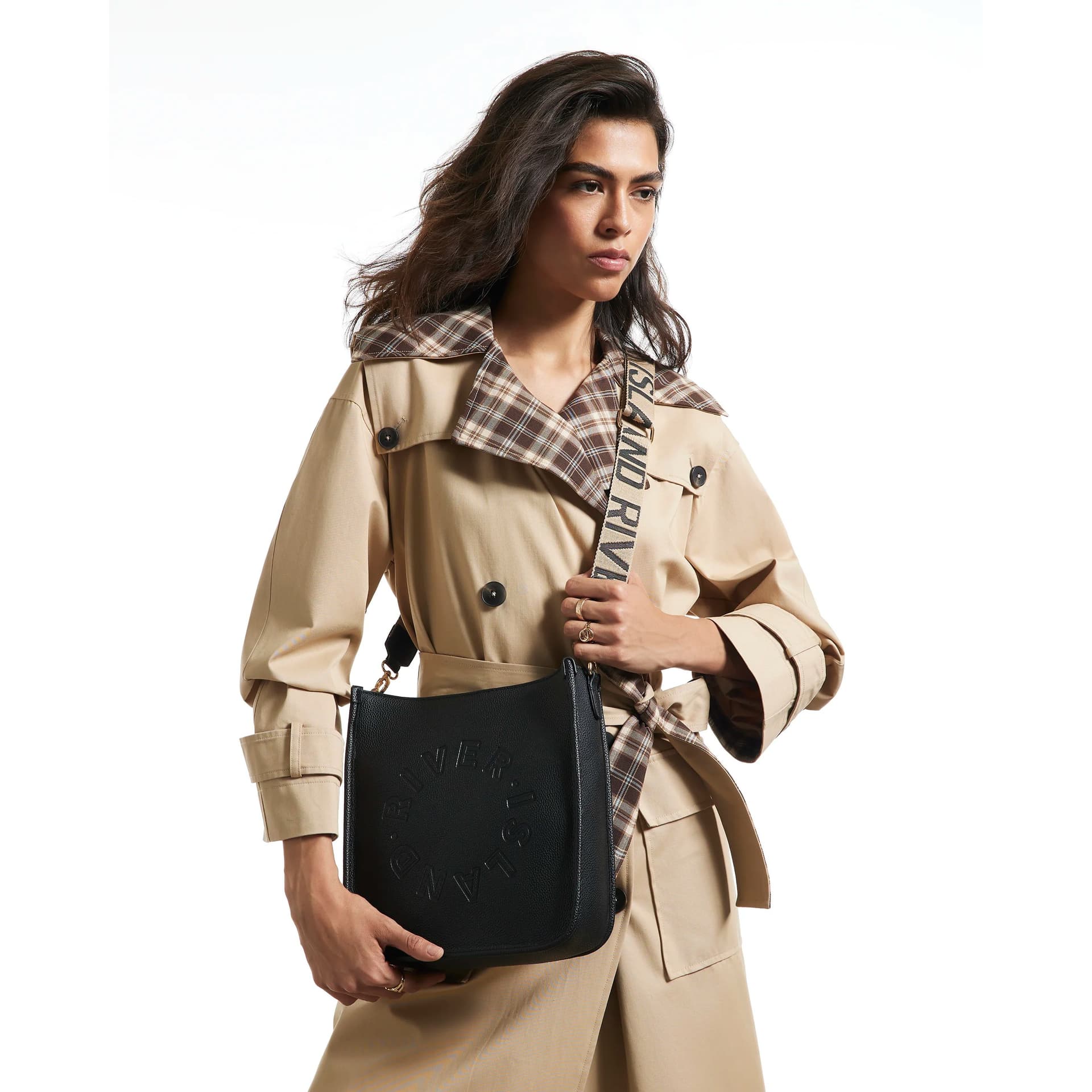 River Island River Island Womens Black Logo Messenger Bag