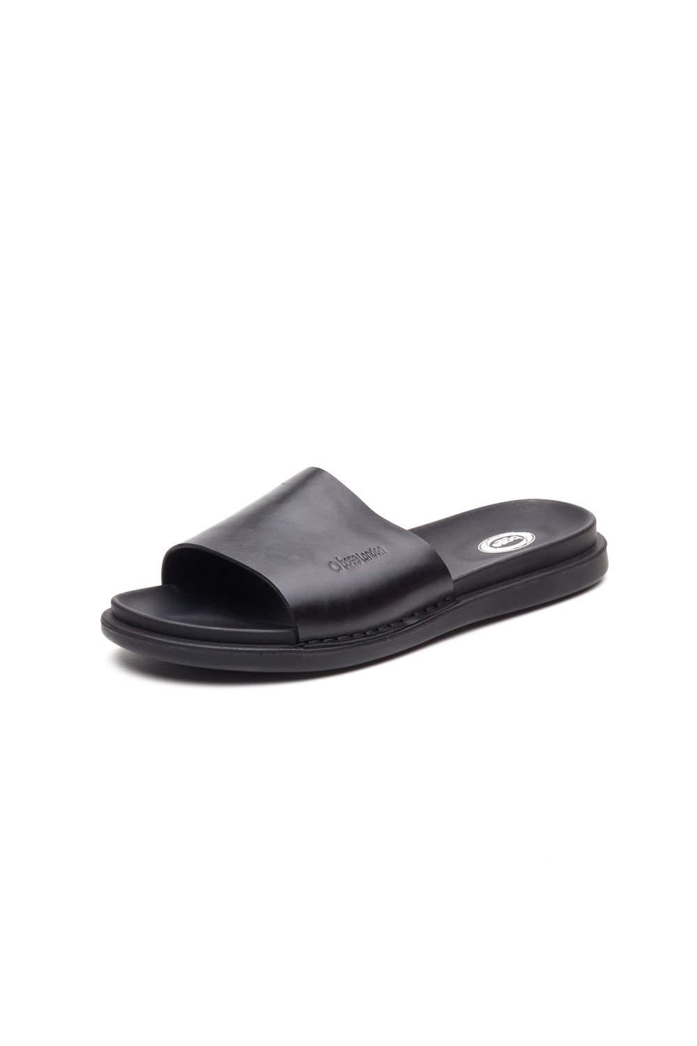 Base London Base London Black Leather Slide Sandal