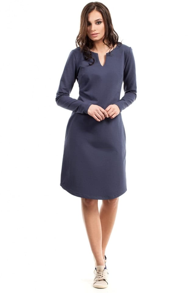 Love Lace Love Lace Women's Everyday A line Sweatshirt Dress with Pockets in Blue - 2