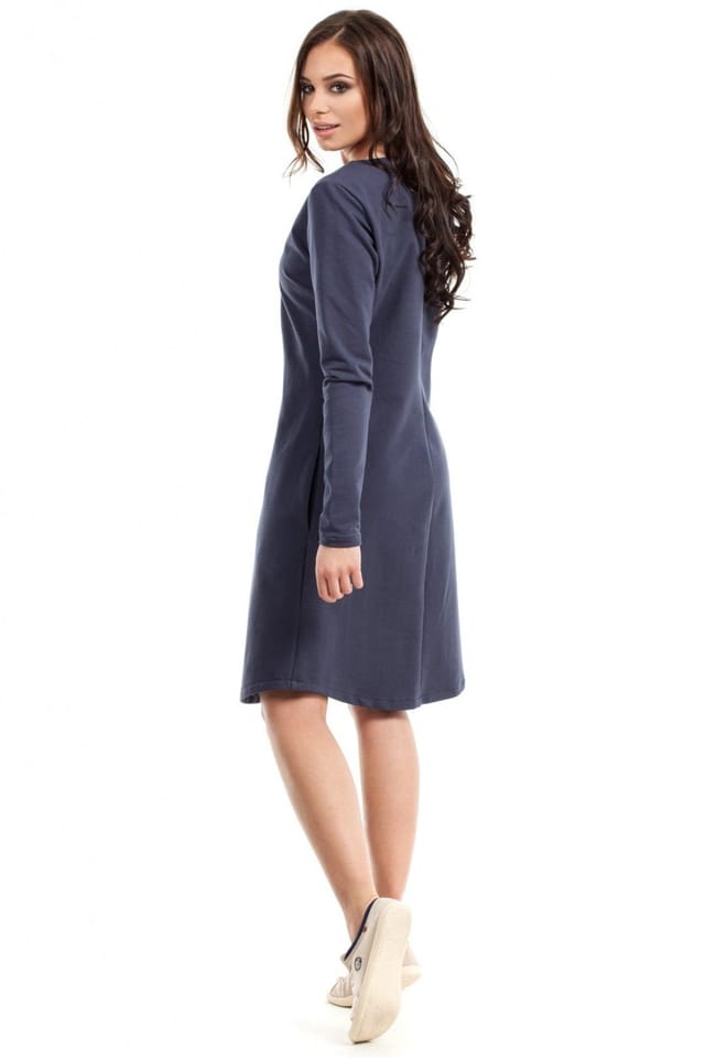 Love Lace Love Lace Women's Everyday A line Sweatshirt Dress with Pockets in Blue - 3