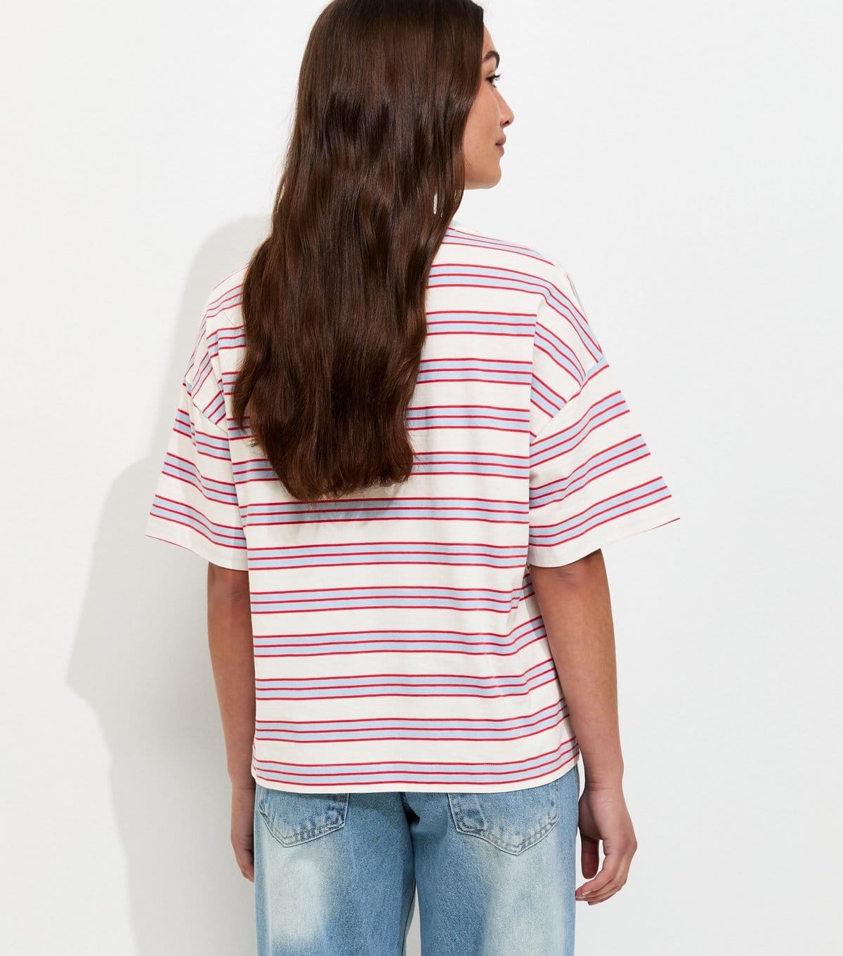 New Look Women's White Cotton Striped Oversized Boxy T-Shirt New Look - 4