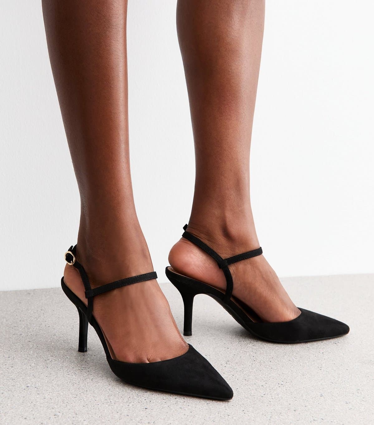 New Look Women's Black Faux Suede Pointed Toe Court Shoes New Look