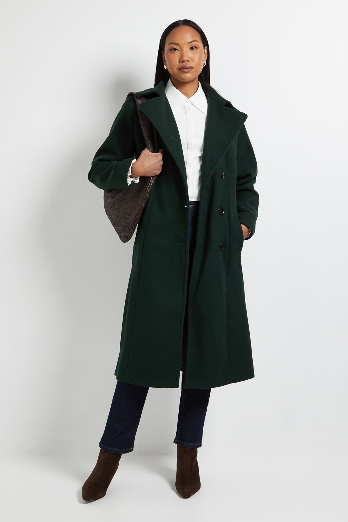 Wallis Wallis Women's Principles by Belted Wrap Coat in Green