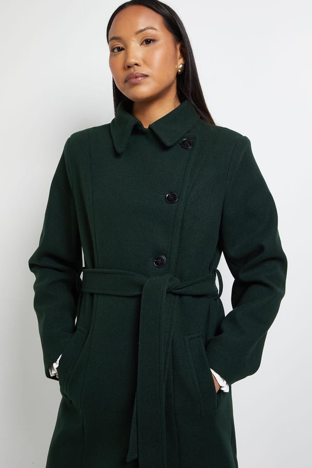 Wallis Wallis Women's Principles by Belted Wrap Coat in Green - 2