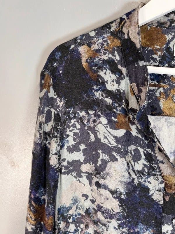Brora Brora Multicoloured Abstract Longline Blouse Long Sleeve UK 12 Relaxed Fit