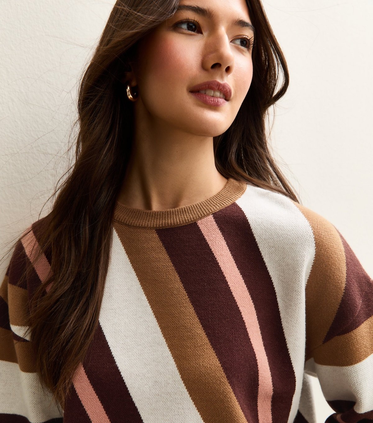 New Look Women's Brown Diagonal Striped Jumper New Look - 1