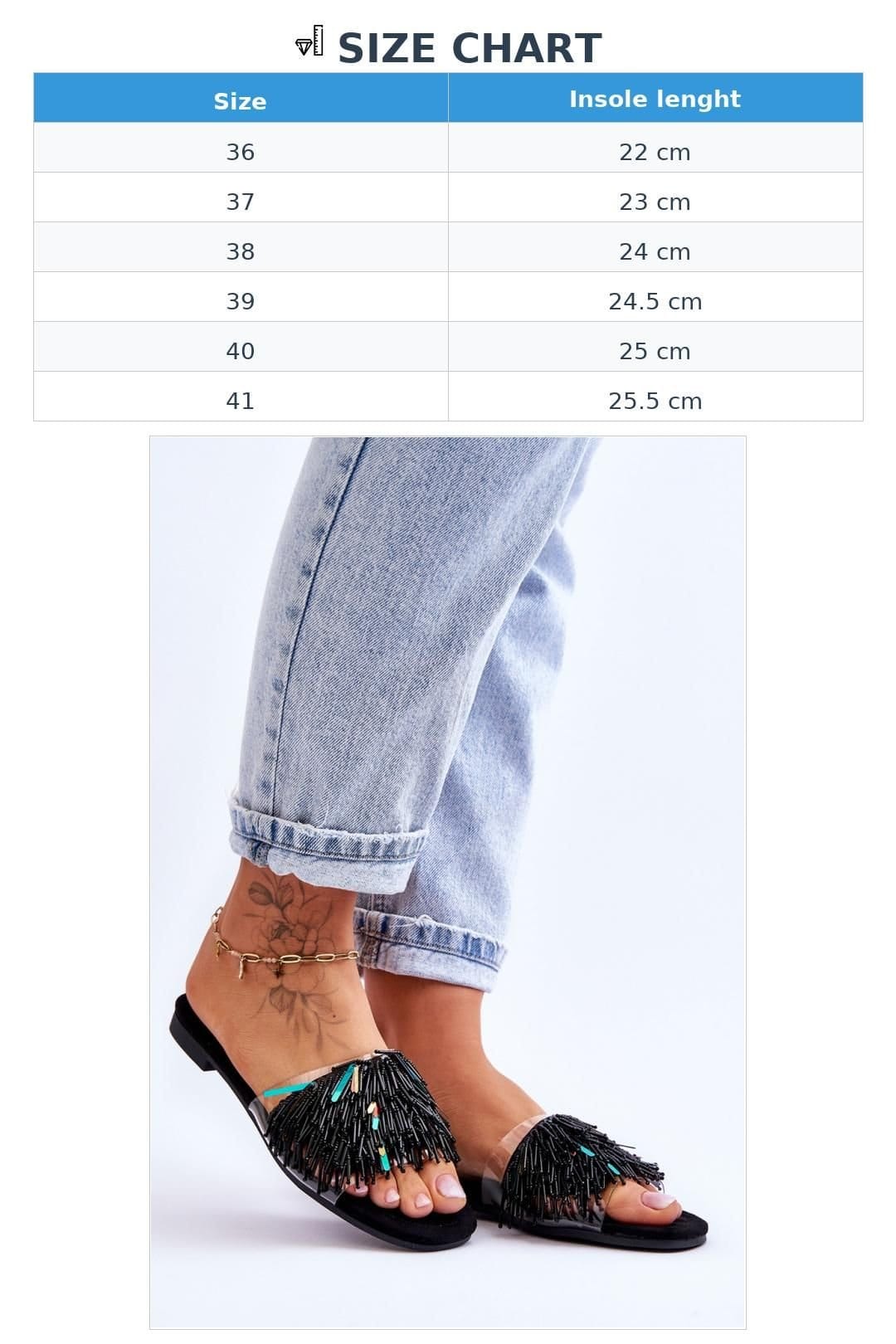 Love Lace Love Lace Women's Beaded Tassel Flat Heel Non Slip Flip Flops with Suede Insole in Black - 4
