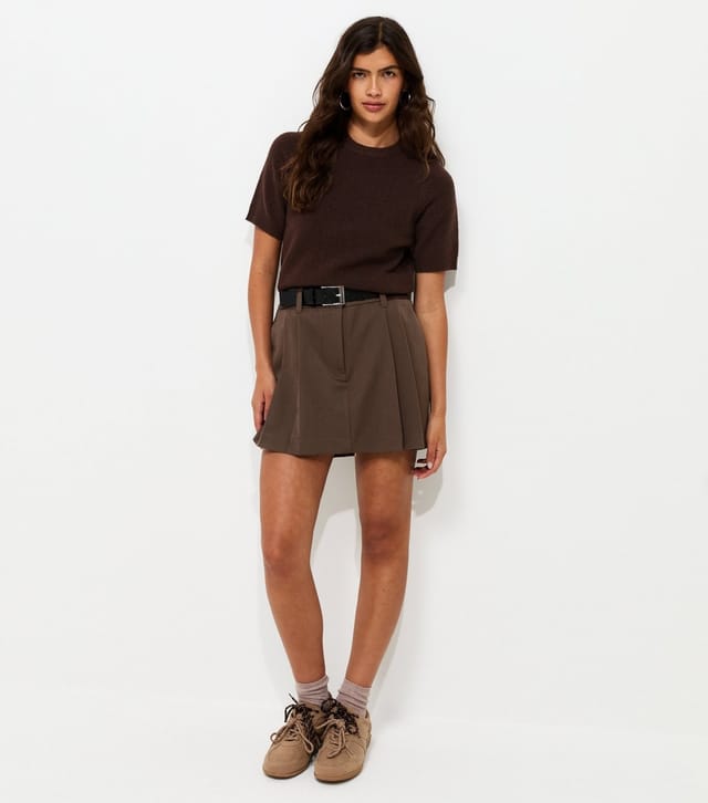 New Look Women's Dark Brown Short Sleeve Midweight Knit T-Shirt New Look - 2