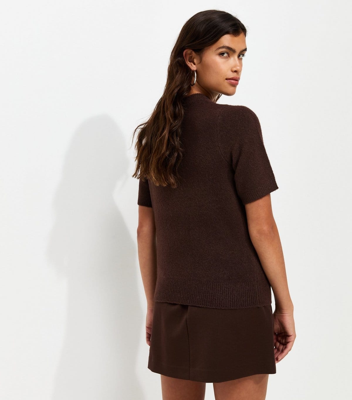 New Look Women's Dark Brown Short Sleeve Midweight Knit T-Shirt New Look - 4
