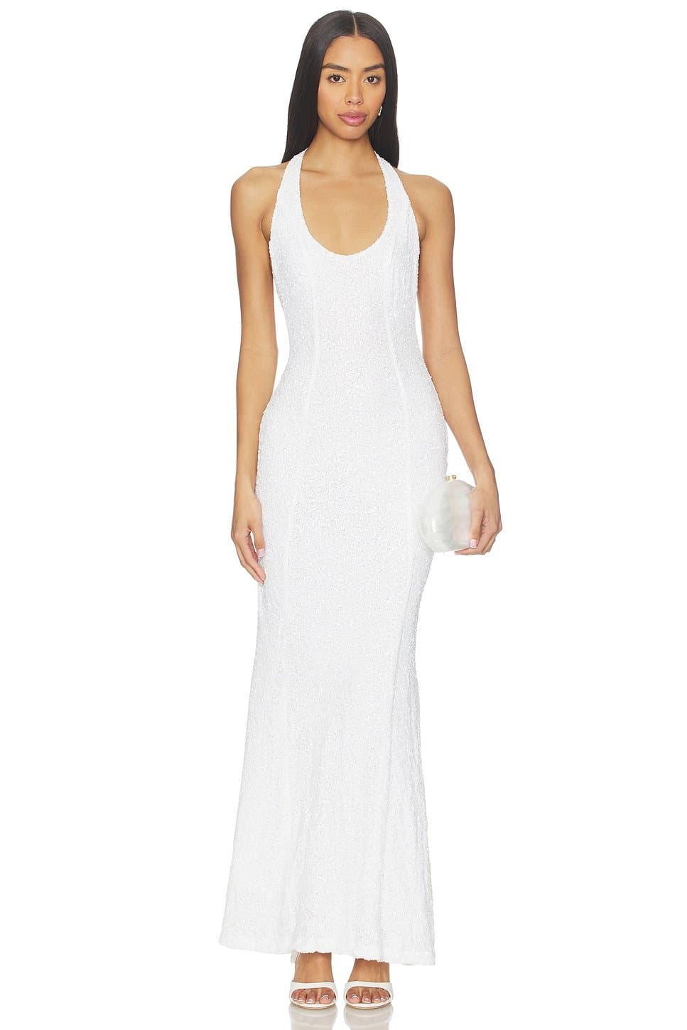 revolve Revolve Scarf Open Neck Dress in Ivory