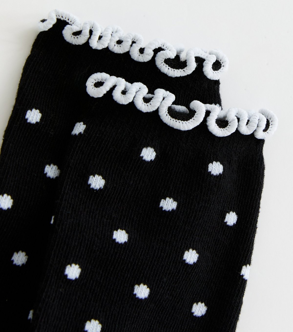 New Look Black Polka Dot Frill Trim Socks New Look - 2
