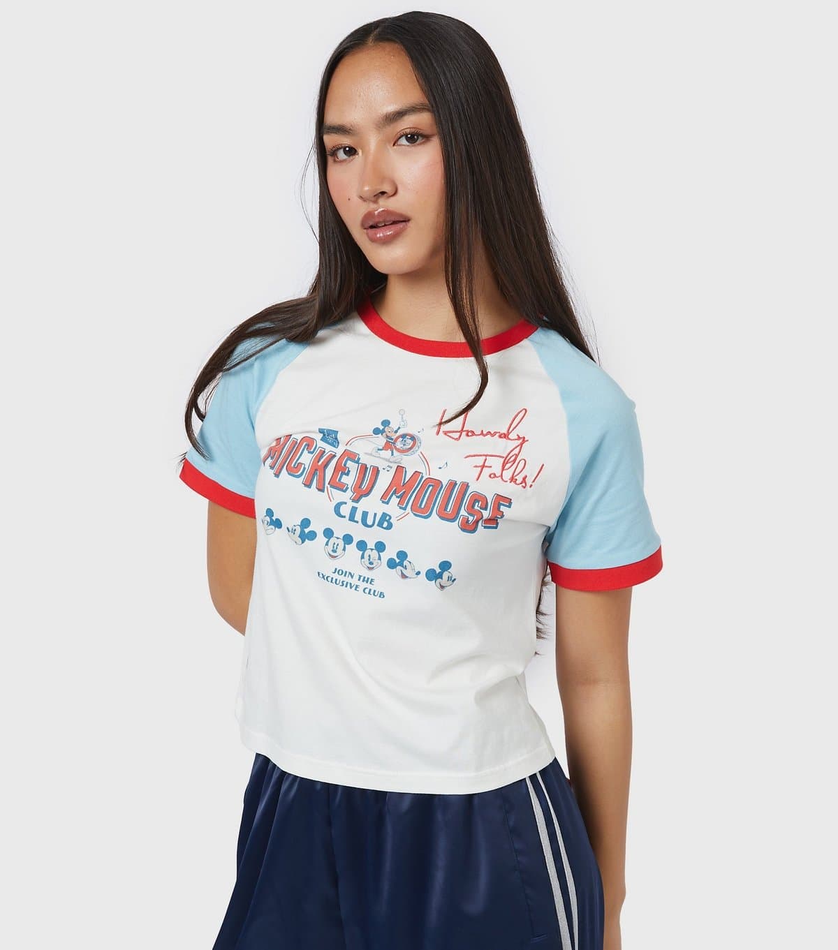Skinnydip Women's Skinny Dip White Disney Mickey Mouse Baby Tee Skinnydip New Look