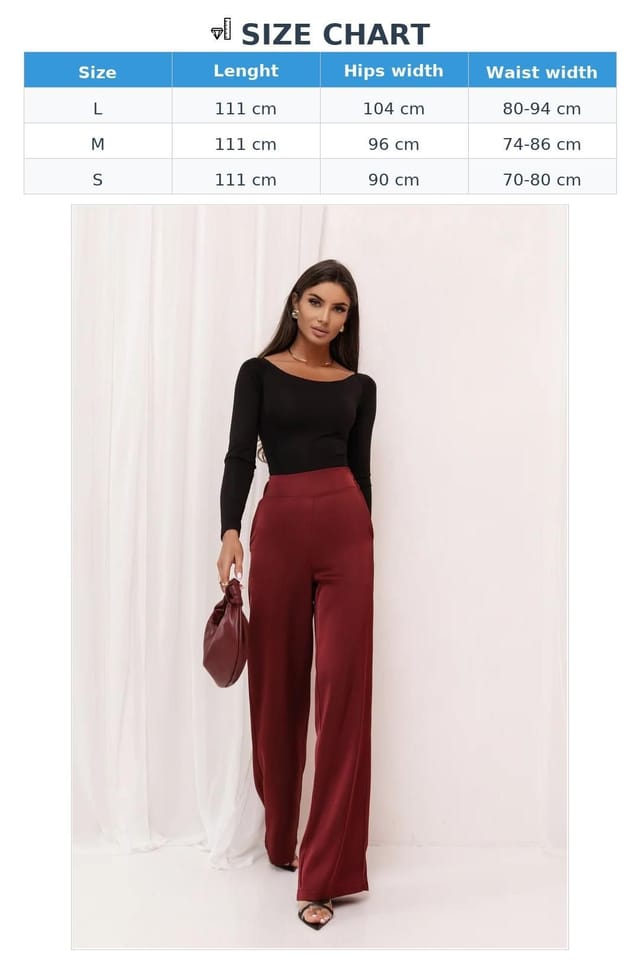 Love Lace Love Lace Women's Bordeaux Satin Trousers DIVA High Comfort in Red - 3