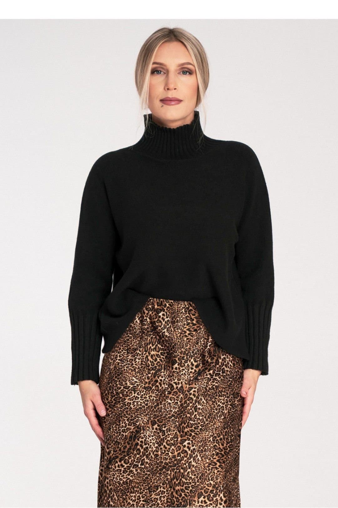 Love Lace Love Lace Black High Neck Golf Knit Sweater