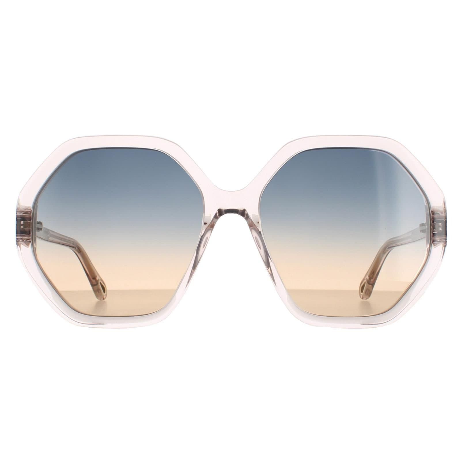 Chloé Chloé Pink Crystal Blue to Peach Gradient Sunglasses