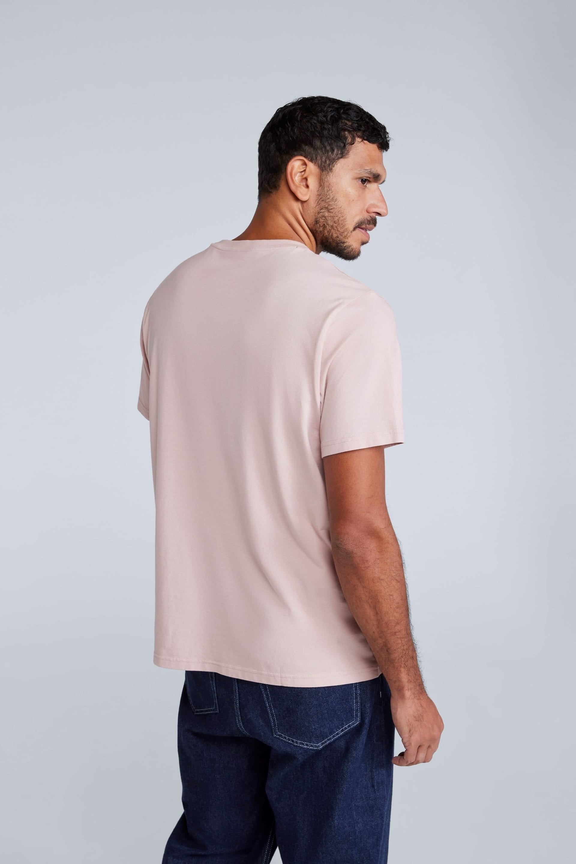 Animal Animal Men's 'Icon' Logo Print Lightweight Cotton Relaxed Fit Casual T-Shirt in Light Pink - 4