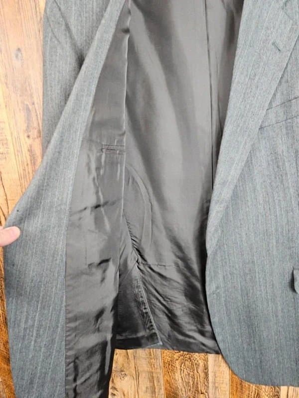 St Michael St Michael M&S Grey Pinstripe Blazer - Wool Blend - Vintage Tailored Jacket