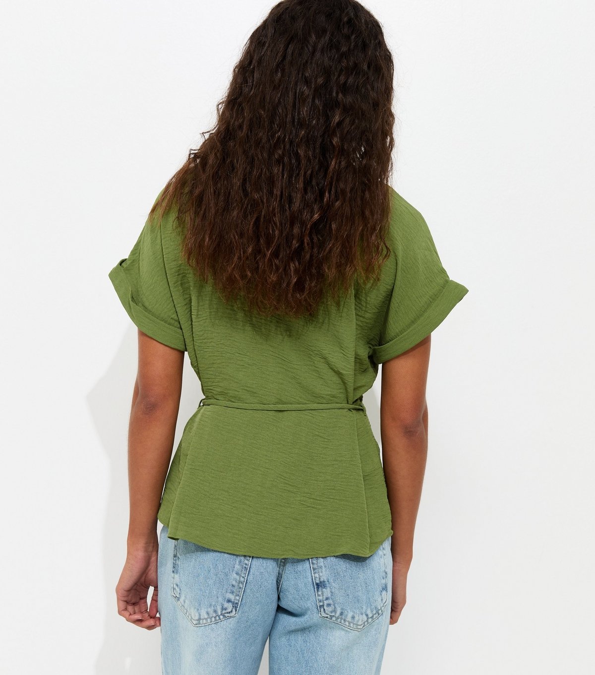 New Look Women's Dark Khaki Belted Short Sleeve Shirt New Look - 4