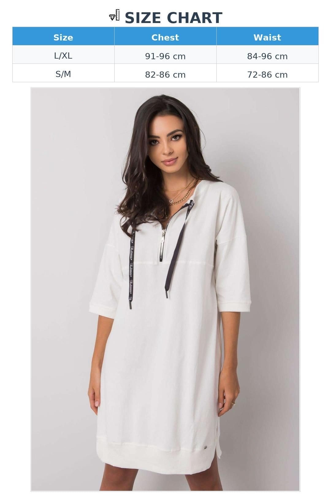 Love Lace Love Lace Women's Cotton Zipper Dress with 3/4 Sleeves in Off-White - 4