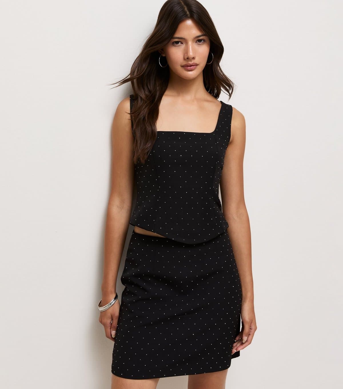 New Look Women's Black Diamante Embellished High Waisted Mini Skirt New Look