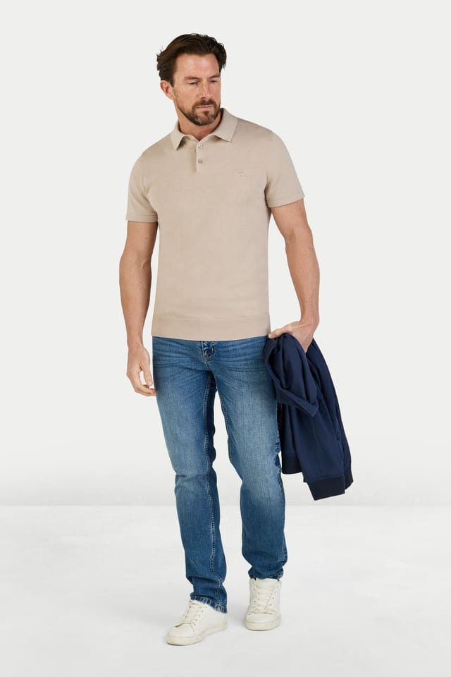 raging bull Raging Bull Men's Short Sleeve Knitted Polo in Stone - 2