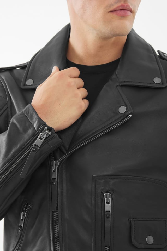 Bolongaro Trevor Bolongaro Trevor Men's Real Leather Hoxton Biker Jacket in Black - 2