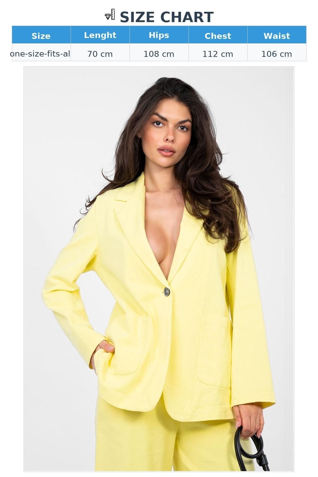 Love Lace Love Lace Women's Cotton Elastane Denim Blazer with Patch Pockets in Yellow - 4