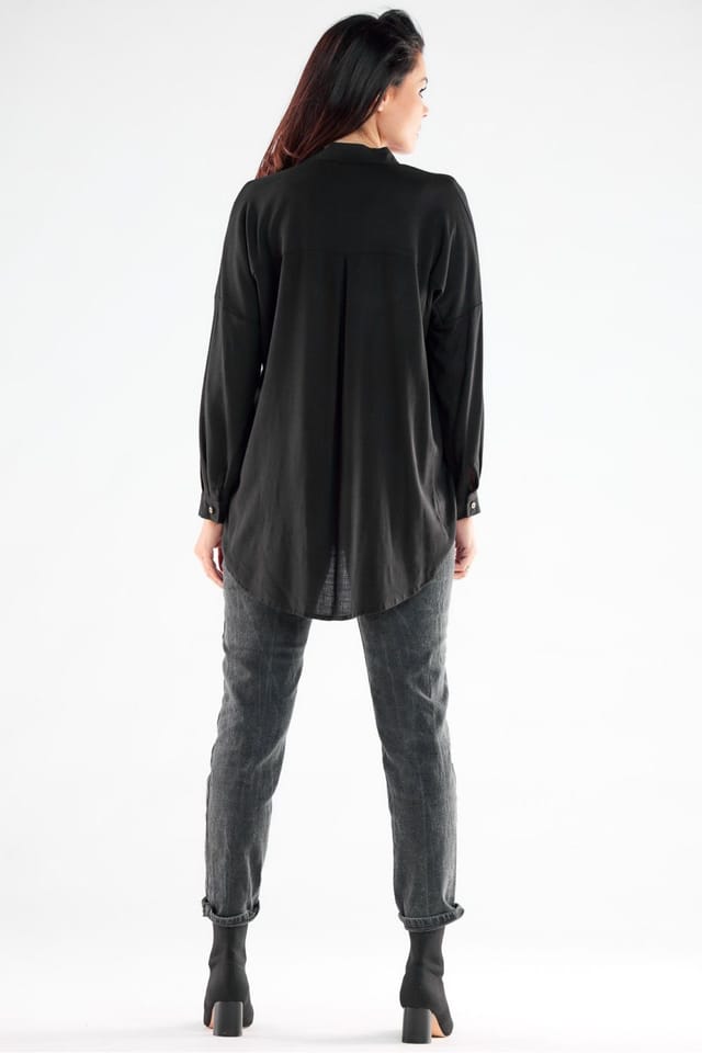 Love Lace Love Lace Women's Elegant Stand Up Long Sleeve Shirt Poland in Black - 3