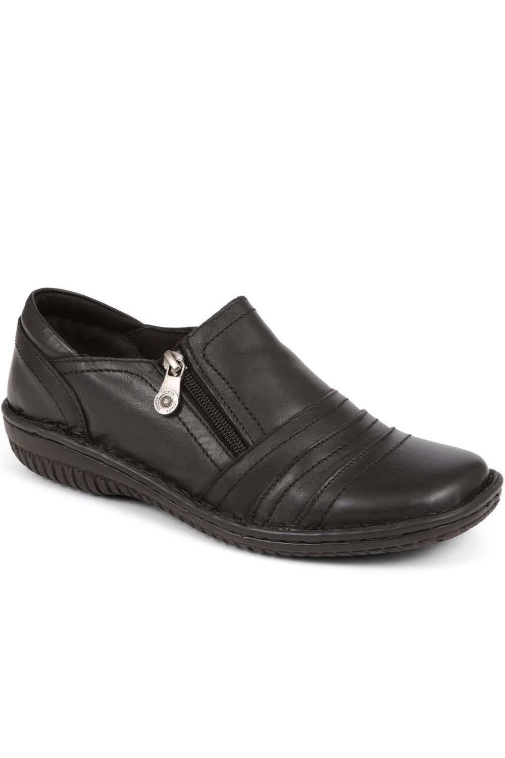 Pavers Pavers Women's Leather Slip On Shoes for Women in Black