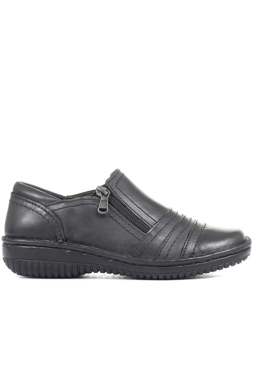 Pavers Pavers Women's Leather Slip On Shoes for Women in Black - 4