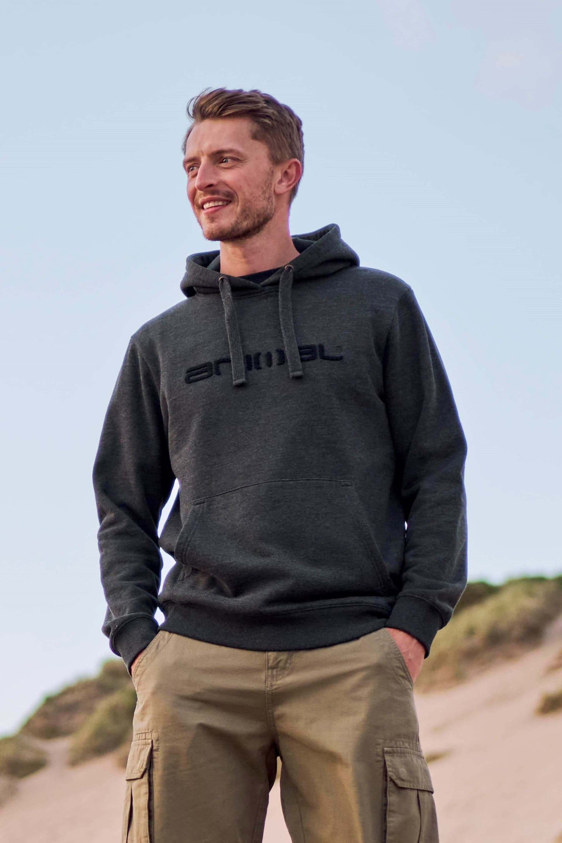 Animal Animal Men's 'Rocky' Surfing Beach Casual Cotton Hoodie in Dark Grey