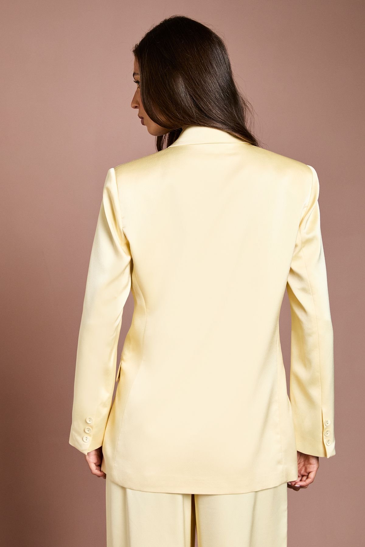 Coast Coast Women's Satin Double Breasted Blazer in Lemon - 3