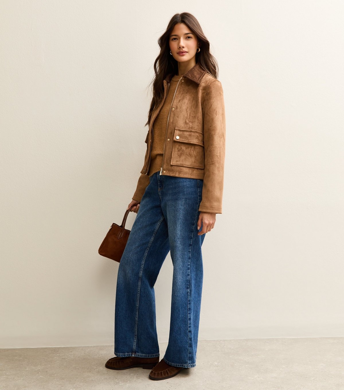 New Look Women's Tan Faux Suede Patch Pocket  Jacket New Look - 3