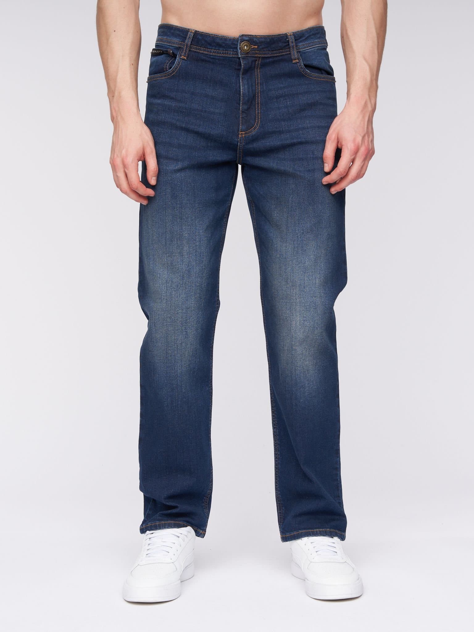 Henleys Henleys Dark Navy Stretch Denim Jeans with Woven Label Detail