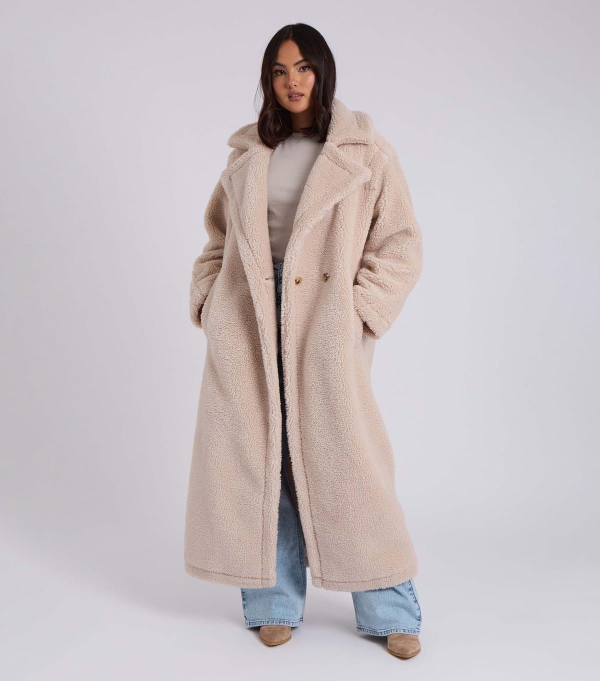 Urban Bliss Women's Stone Borg Oversized Coat Urban Bliss New Look