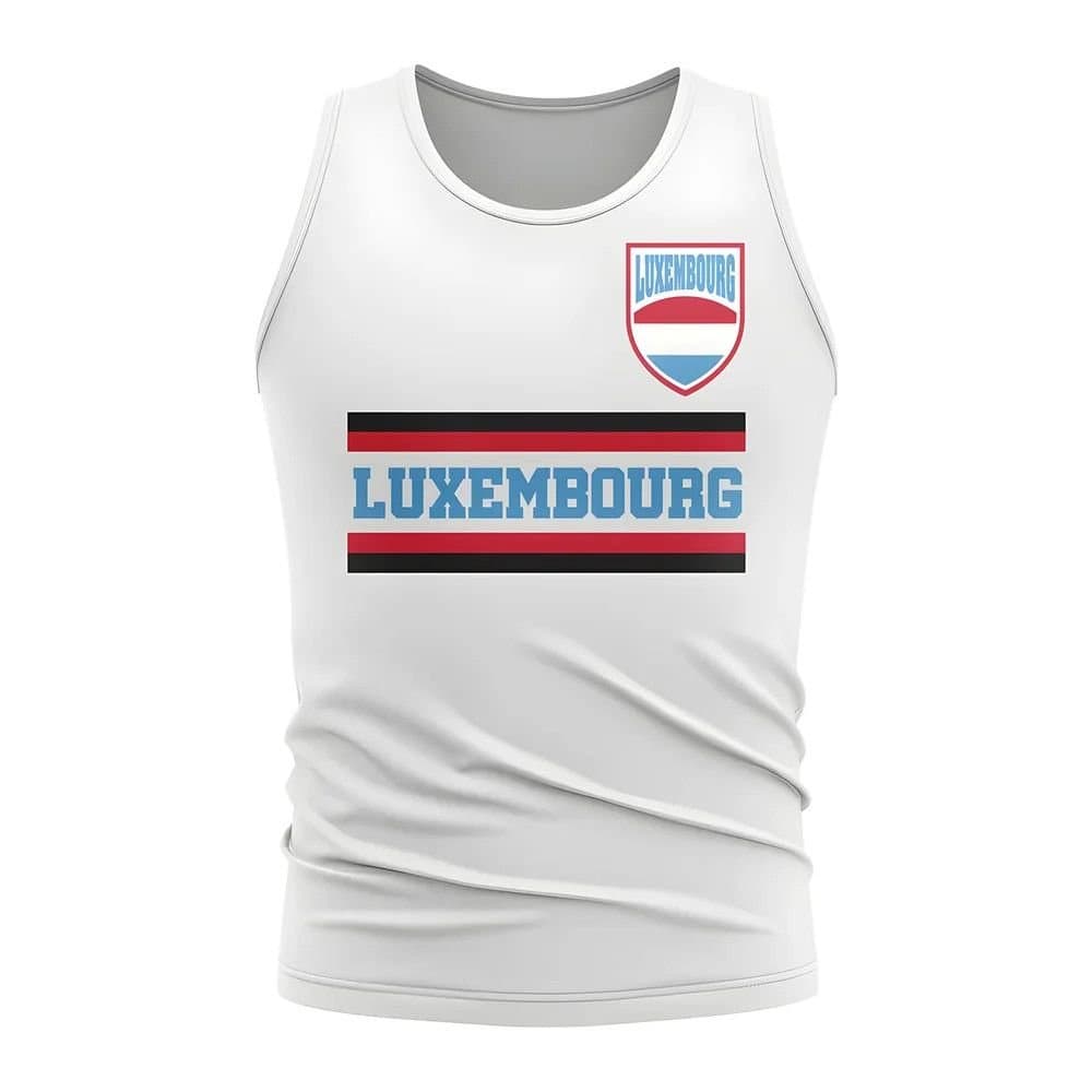 Luxembourg Luxembourg Men's Mens Core Football Country Sleeveless Tee in White